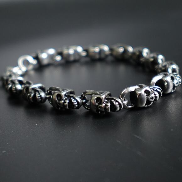 Stainless Steel Skull Bracelet SBR-5305 - Picture 2 of 6